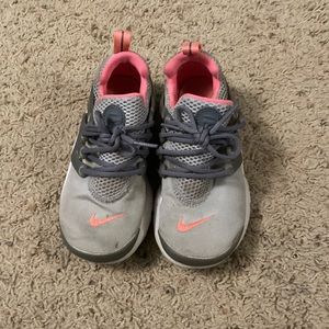 Little girls pink and gray Nike tennis shoes size 13